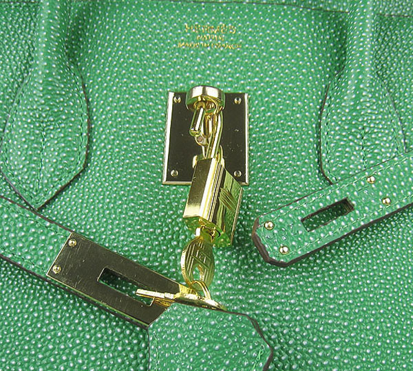 High Quality Fake Hermes Birkin 35CM Pearl Veins Leather Bag Green 6089 - Click Image to Close